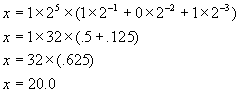 general real model for x = 20.0 using a base (b) of 2